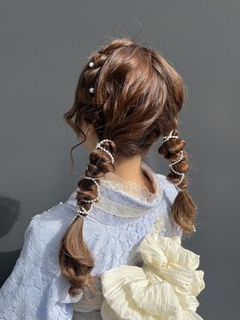 バサラ 大阪梅田店(VASARA) 着物　ヘアメ　ロング　ツインアレンジ　編み下ろし　学割　大阪