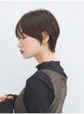 マッシュショート黒髪オリーブグレー小顔ココアベージュブラウン