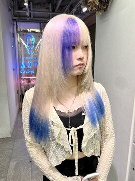 グロウ 渋谷(grow) 【ホワイトブロンド×ブルー&パープルデザインカラー】