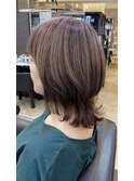ウルフカット&AVEDAカラーでツヤピンクベージュ【ウルフ/大村】