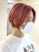 エリマ 調布(elima)&nbsp;ペールピンクショートセンターパート 前髪なし 簡単スタイリング