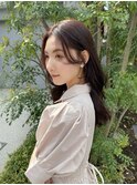 大人かわいい長めシースルー前髪/こっくりピンクベージュ