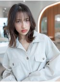 韓国レイヤーくびれミディアム外ハネナチュラルカラーイメチェン