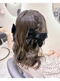 編み込みハーフツイン/心斎橋ヘアセット
