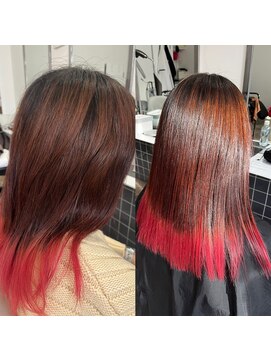 フリーダム(FREE-DOM) 裾カラーは生かしての縮毛矯正ロングヘア