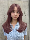 ダブルカラーハイトーンカラーピンクブラウンベージュカラー30代