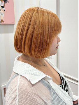 キャロットオレンジ/オレンジカラー/ボブ/ハイトーン/ビビット