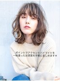 アクセントハイライト×外ハネウェーブ 「横浜/髪質改善」