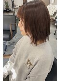 切りっぱなしボブ/ピンクブラウン