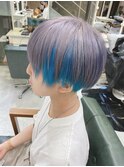 グレージュ/マッシュウルフインナーカラーブリーチデザイン原宿