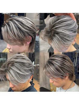 ラフ 難波店(LAFF)の写真/メンズバレイヤージュ×メンズハイライトで叶える！白髪ぼかしで自然に馴染む大人カジュアル◎