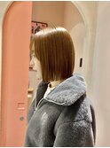 切りっぱなしボブタッセルボブダブルカラーハイライトグレージュ