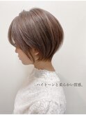 【鳥居】ミルクティーグレージュと丸みショート