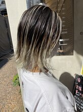 バレイヤージュ/デザインカラー☆【宮崎市/バレイヤージュ/ブリーチ/ハイライト/白髪ぼかし/宮崎駅】