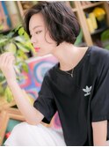 黒髪ダークアッシュ大人かわいいくせ毛風ボブh川口20代30代40代