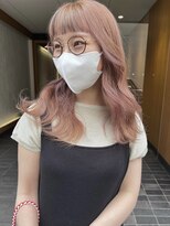 シィーム(cime) ピンクベージュ 前髪ローライト ピンクベージュカラー