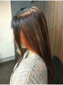 オレンジ可愛いインナーカラー