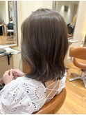 ブリーチなしグレージュ 結べるボブ 長めボブ 前髪なしボブ 銀座