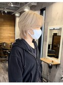 メンズホワイトベージュ*センターパートウルフ