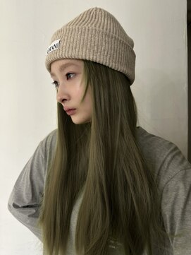 メゾンアクア 表参道(Maison ACQUA) ☆ブリーチなしダブルカラー オリーブ オリーブベージュ ボブ