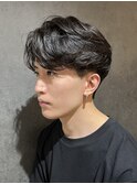 メンズセンターパートニュアンスパーマ毛流れメンズパーマ