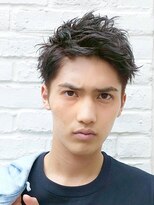 デプト(DEPT.)&nbsp;スパイキーショートツイストパーマアップバングメンズパーマ眉毛