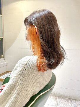 リーフ 王寺店(LEAF≠) インナーカラー/ブラウン×オレンジ