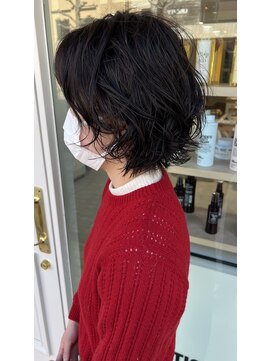 ヘアデザイン ソラ(Sola) 無造作ショートパーマボブ×黒髪暗髪
