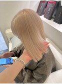 8723渋谷ブロンドホワトアッシュハイトーンカラーボブ韓国ヘア