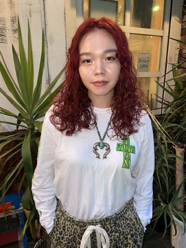 アンドピース and peace red color × perm