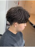 爽やか無造作ビジネスツーブロックフェザーパーマ