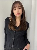 顔周りレイヤーロングストレート