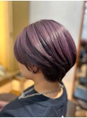 艶髪/丸みショート/パープル