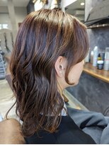 ロム デザインカット/レイヤーロング/アースカラー/30代40代