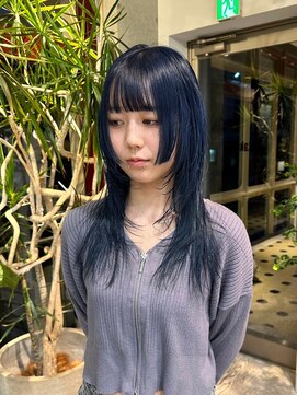 ヲタク(wotaku.) ネイビーカラーネイビーブルーブルージュカラー暗髪カラーウルフ