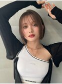 シースルーレイヤーボブ×ミルクティーベージュ