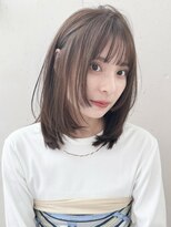 フェイスレイヤーミディアムフルバングアッシュベージュ