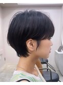 大人マッシュショート/耳かけ/ダークグレー/30代/40代/50代