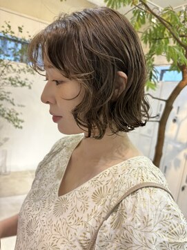 メゾンアクア 表参道(Maison ACQUA) ミディアムパーマデジタルパーマボブパーマチェリーブラウン前髪