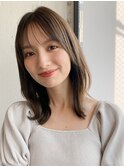 小顔 前髪 レイヤーカット くびれヘア  アプリコットオレンジ"