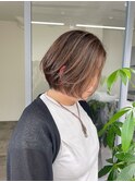 ハイライトボブ40代50代グレイカラー白髪染め白髪ぼかし