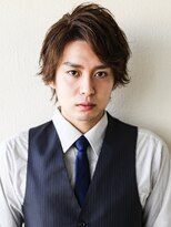 七三オールバック　ツイストパーマ　ビジネス　かき上げヘア