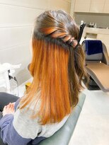 デイズ(days)&nbsp;オレンジ透明感カラーインナーカラー☆ワンレンセミディ中村清彦