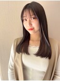 TLUUS前髪パーマグレーベージュレイヤーロングアッシュカラー