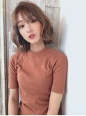 デザインカラー/シルキーベージュ/グレージュカラー/斜めバング