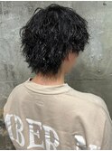 ウルフ波巻きツイストスパイラルミックスパーマ×メンズショート