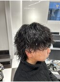 メンズパーマツイスパ波巻きスパイラルマッシュセンターパート
