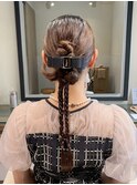 ★結婚式お呼ばれドレスヘア編み込みポニーテールアップスタイル