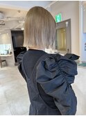 ボブ　ミルクティーベージュ　ダブルカラー　卒業式