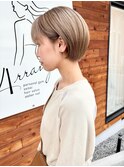 ミルクティーベージュ×丸みショート